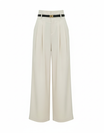 SANKI Beige Baggy Fit Trousers for Women