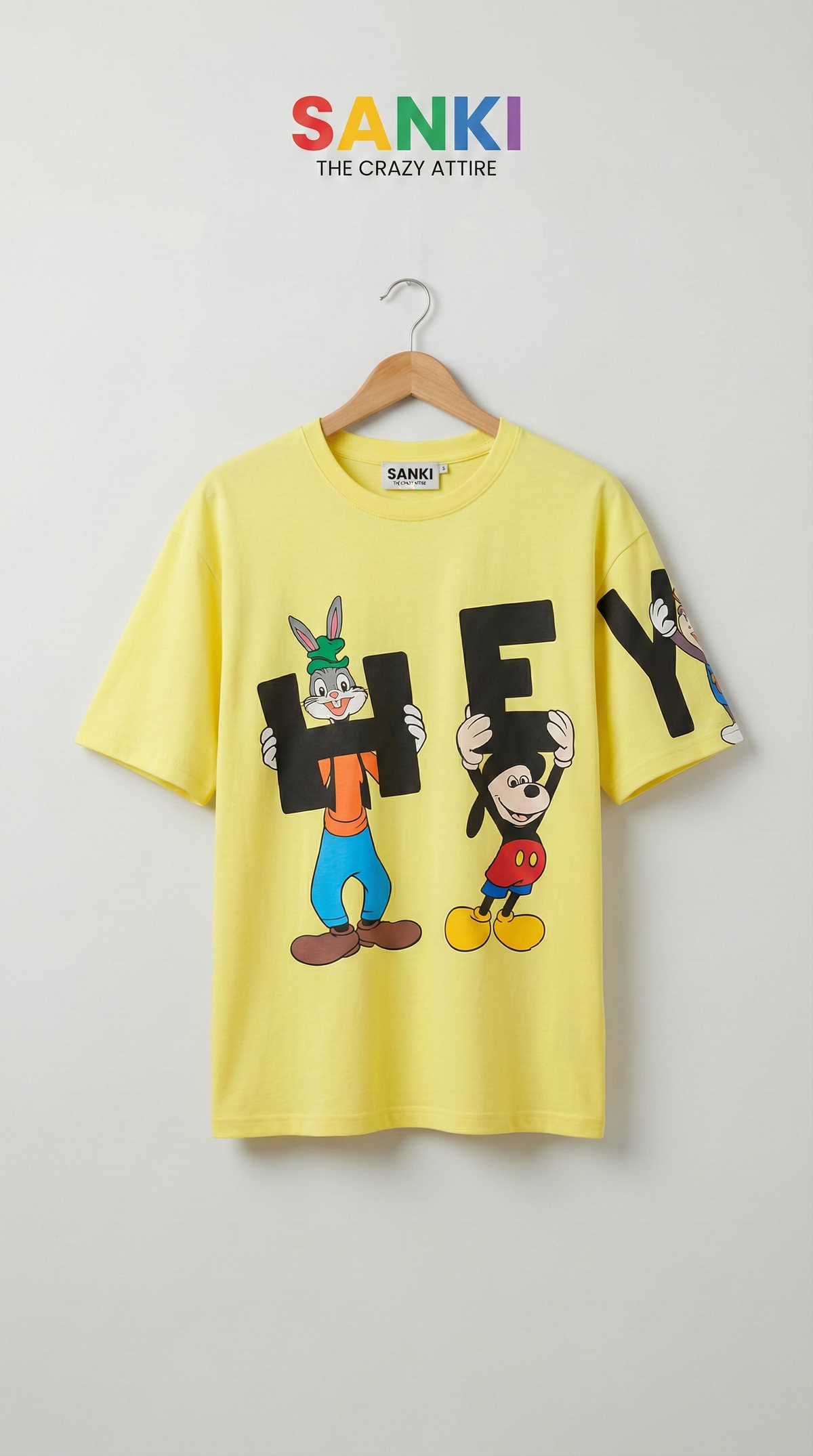 Animated Character Oversized Tee — Yellow Premium Cotton — view 6