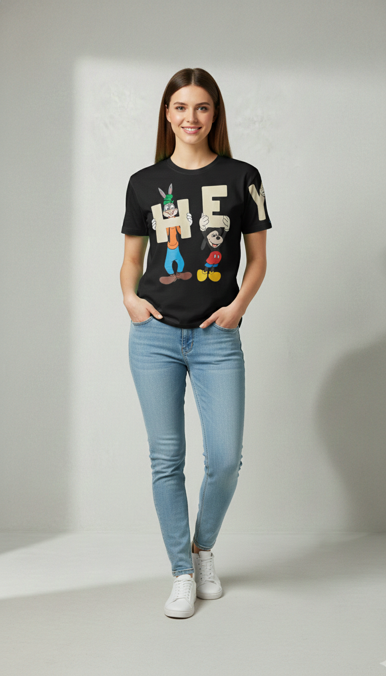Animated Character Oversized Tee — Yellow Premium Cotton — view 5