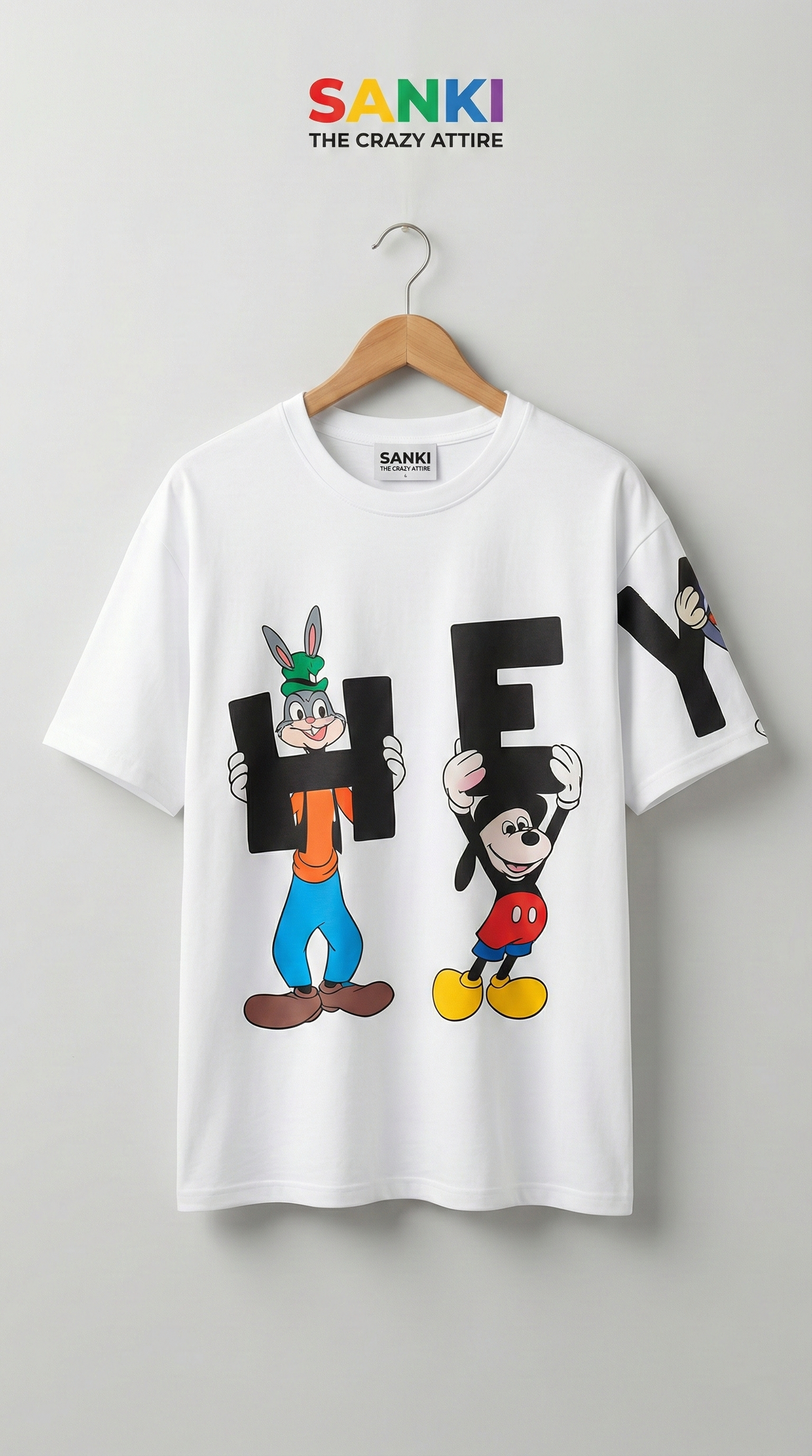 Animated Character Oversized Tee — Yellow Premium Cotton — view 7