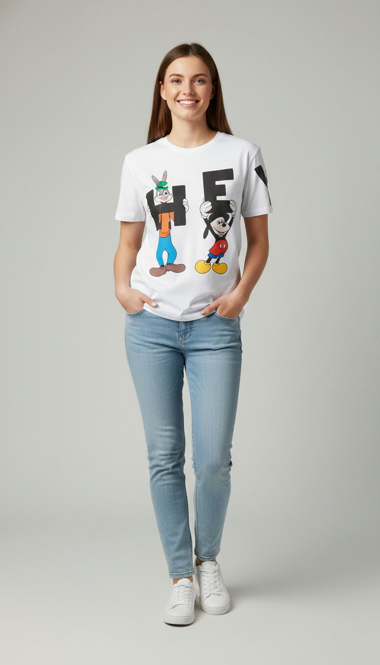 Animated Character Oversized Tee — Yellow Premium Cotton — view 3