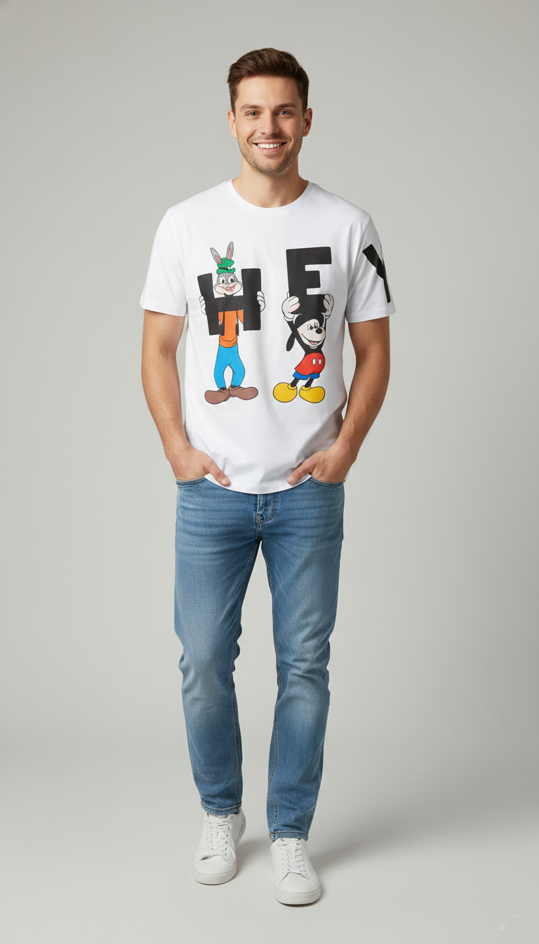 Animated Character Oversized Tee — Yellow Premium Cotton — view 4