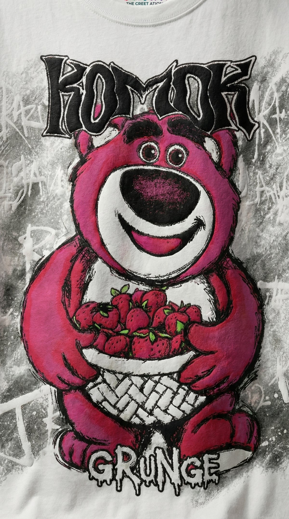 Grunge Bear Graphic Tee — Oversized White Fit — view 2