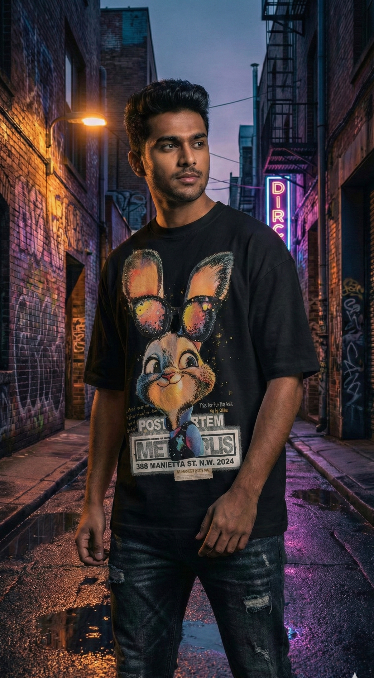 Bunny Graphic Oversized Tee — Premium Cotton Streetwear — view 2