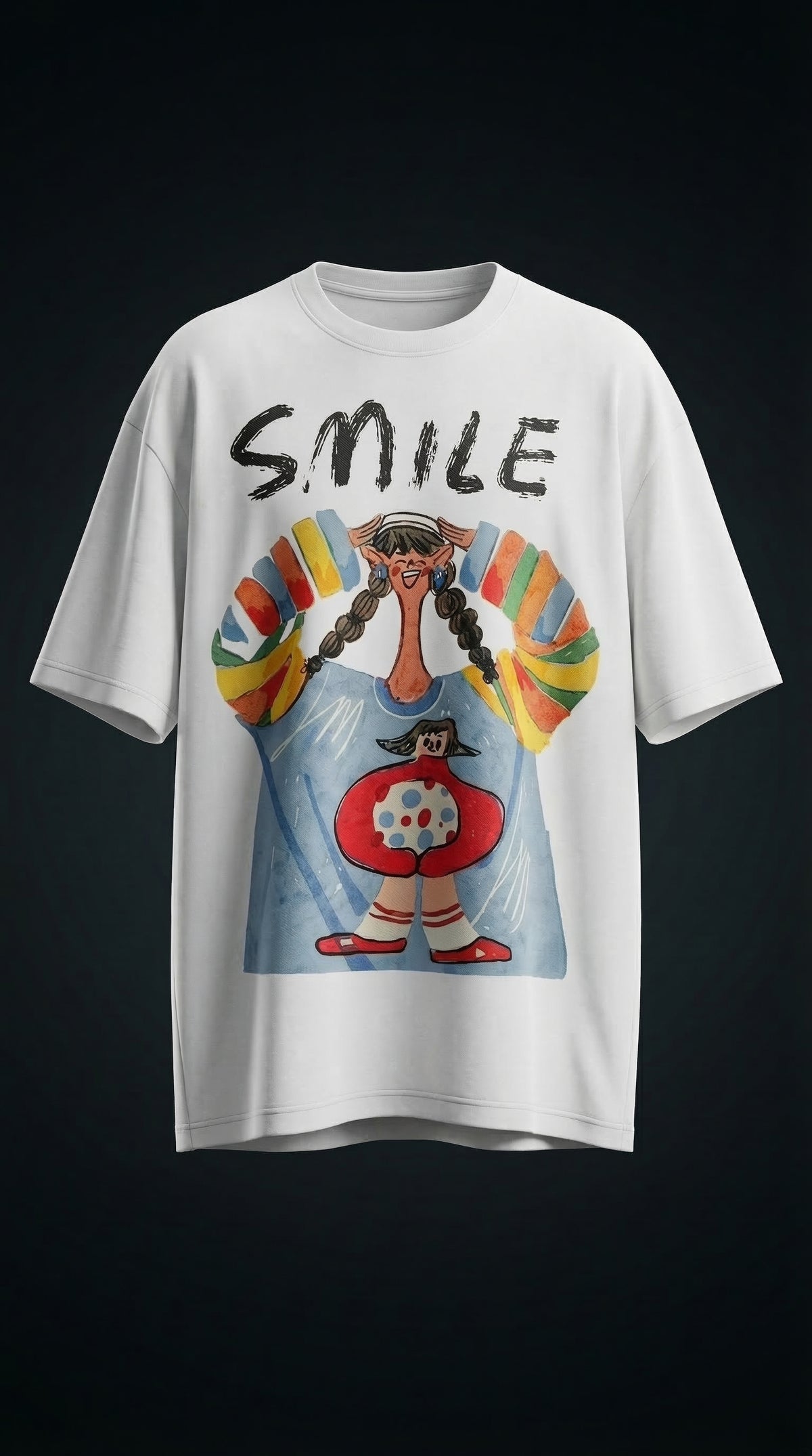 Smile For No Reason Oversized Fit Tee — Drop Shoulder — view 2