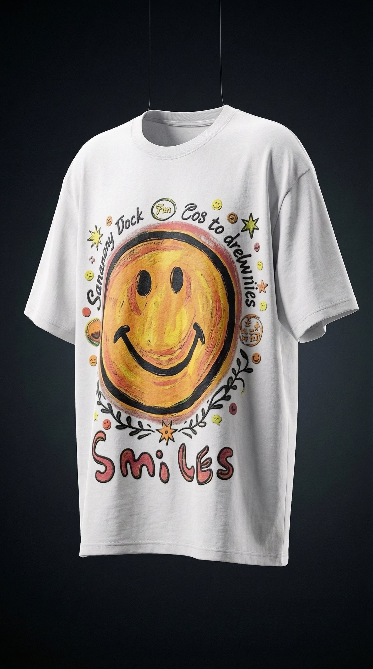 Smiley Graphic Oversized Fit Tee — Universal Sizing — view 9