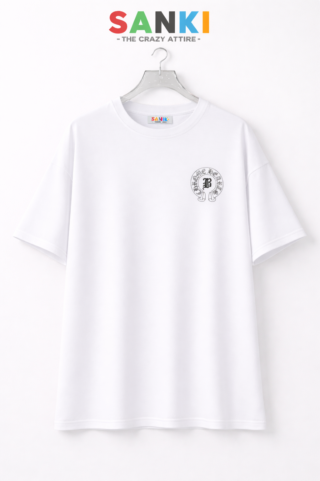 Minimal Logo Tee — Oversized Fit in Pink, Black, White — view 10