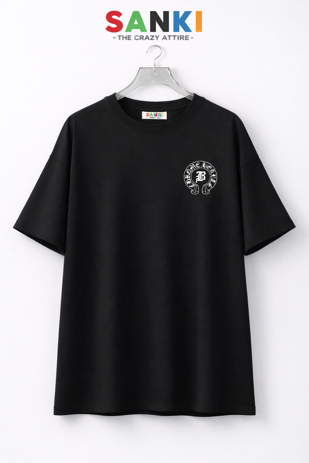 Minimal Logo Tee — Oversized Fit in Pink, Black, White — view 12