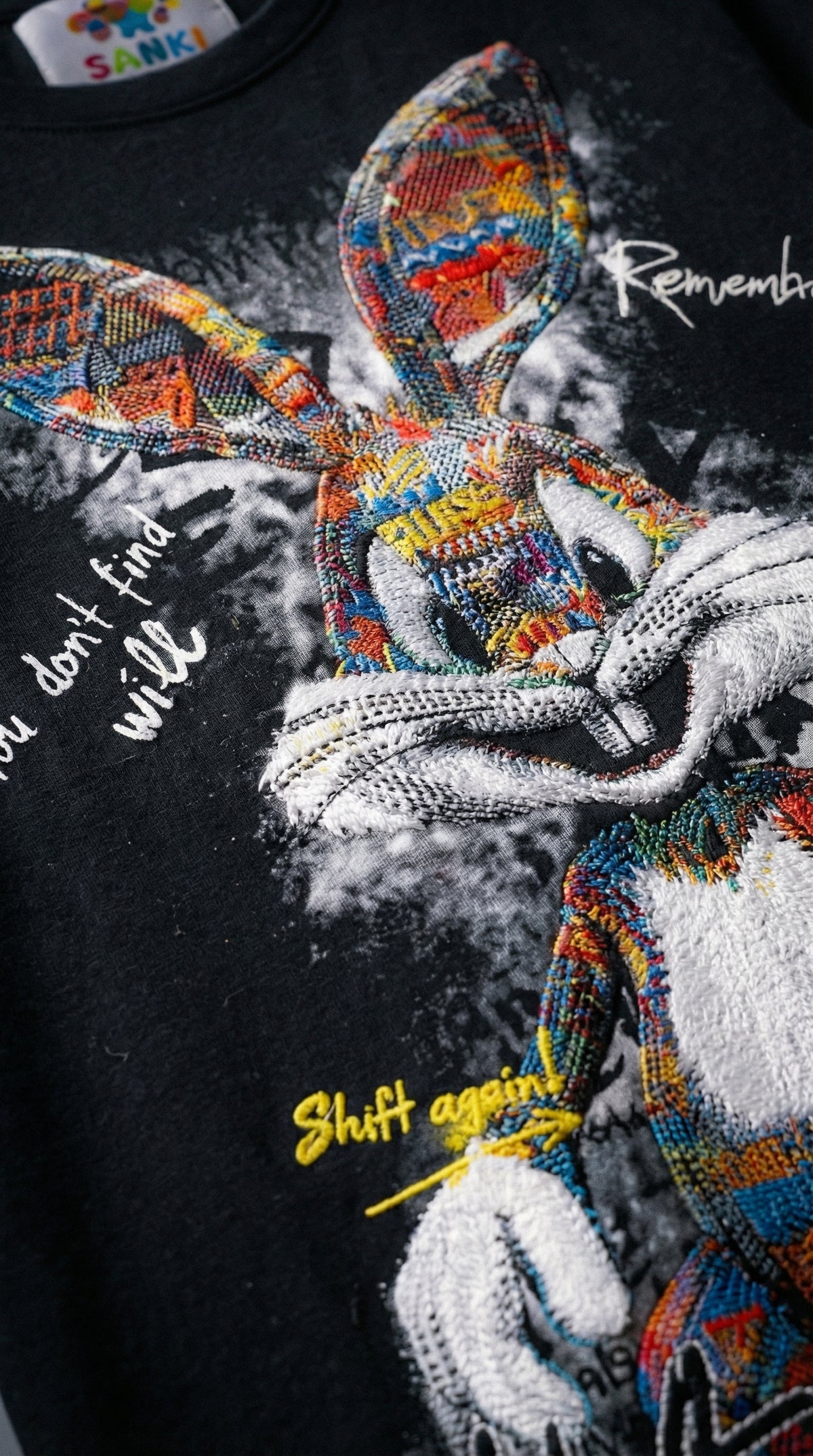 Retro Rabbit Graphic Tee — Black Relaxed Fit — view 2