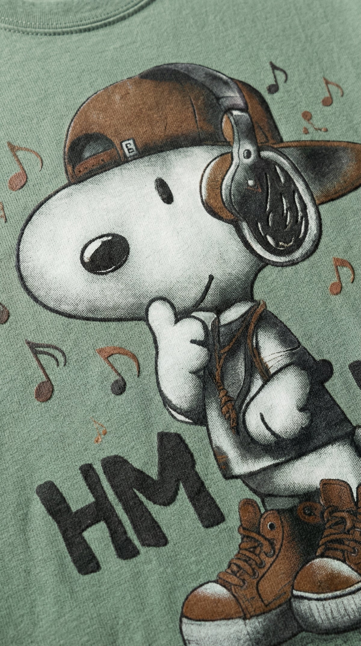 Beagle Music Graphic Oversized Tee — Olive — view 2