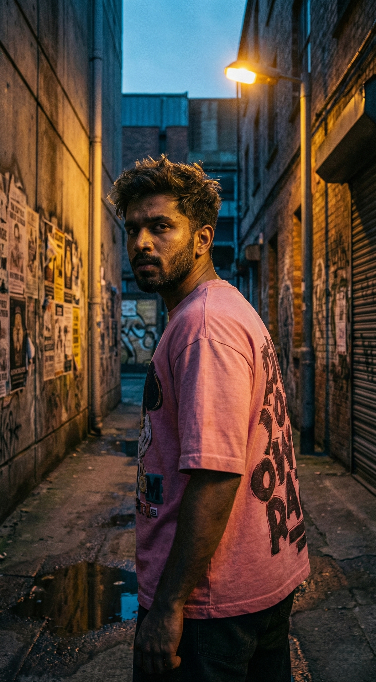 Cartoon-Print Oversized Tee — Pink Heavyweight Cotton Fit — view 3