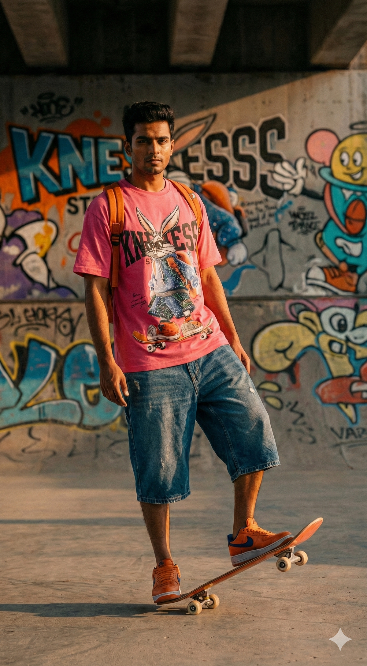 Rabbit Graphic Oversized Tee — Premium Drop Shoulder Fit — view 3