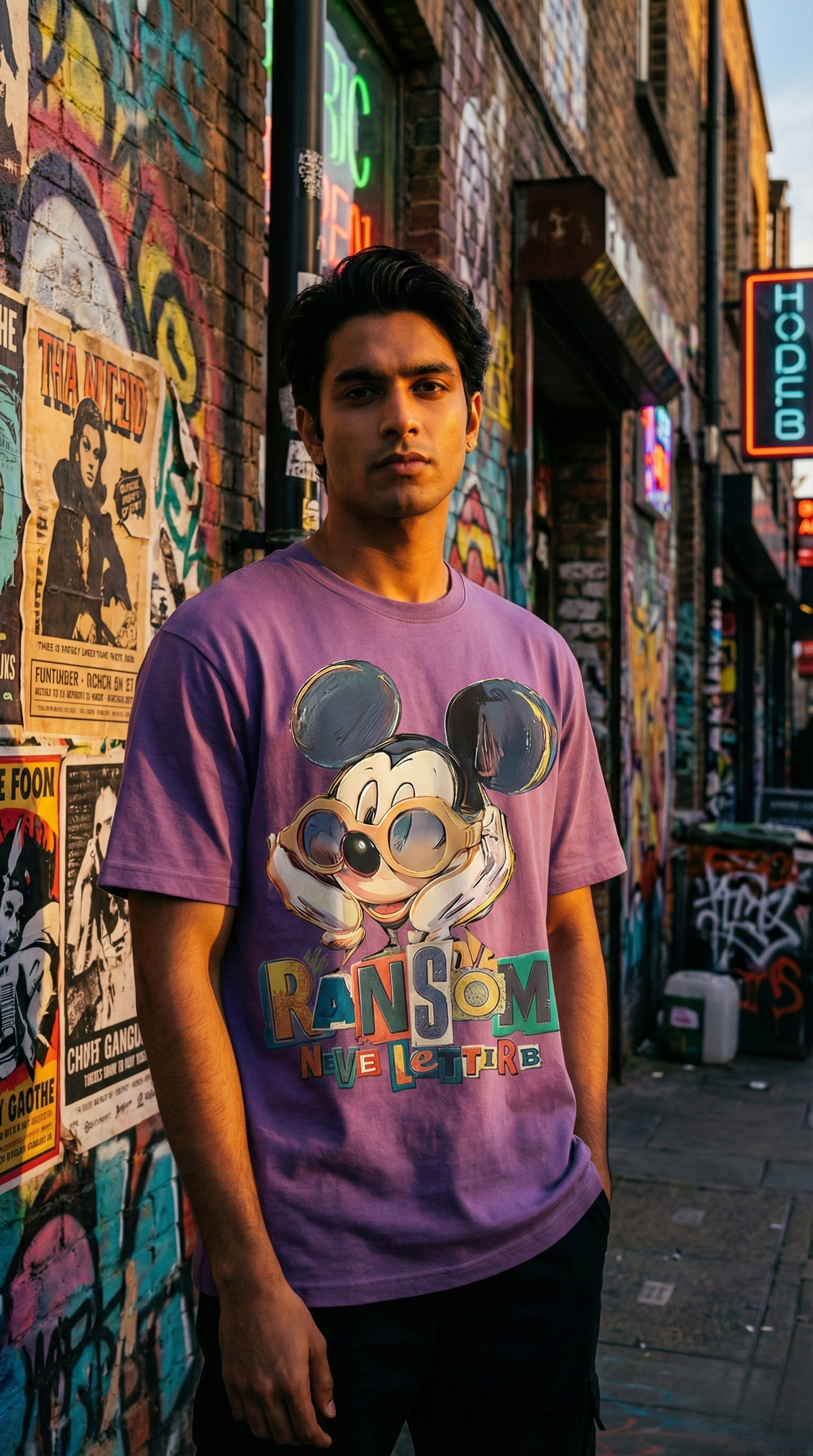 Purple Cartoon Print Oversized Tee — Premium Cotton Fit — view 2