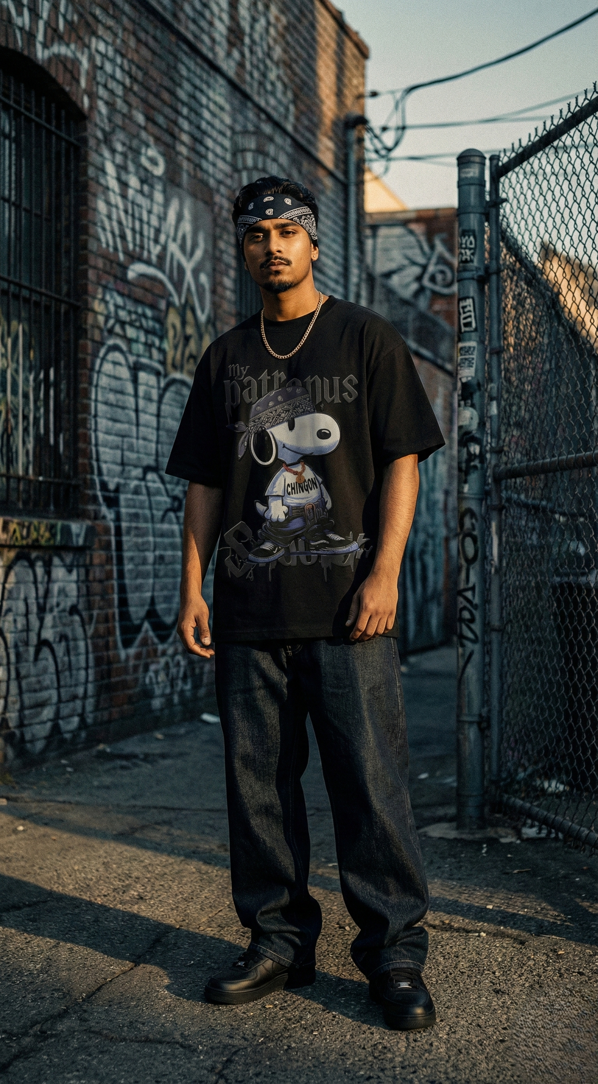 Retro Character Graphic Oversized Tee — Black — view 2