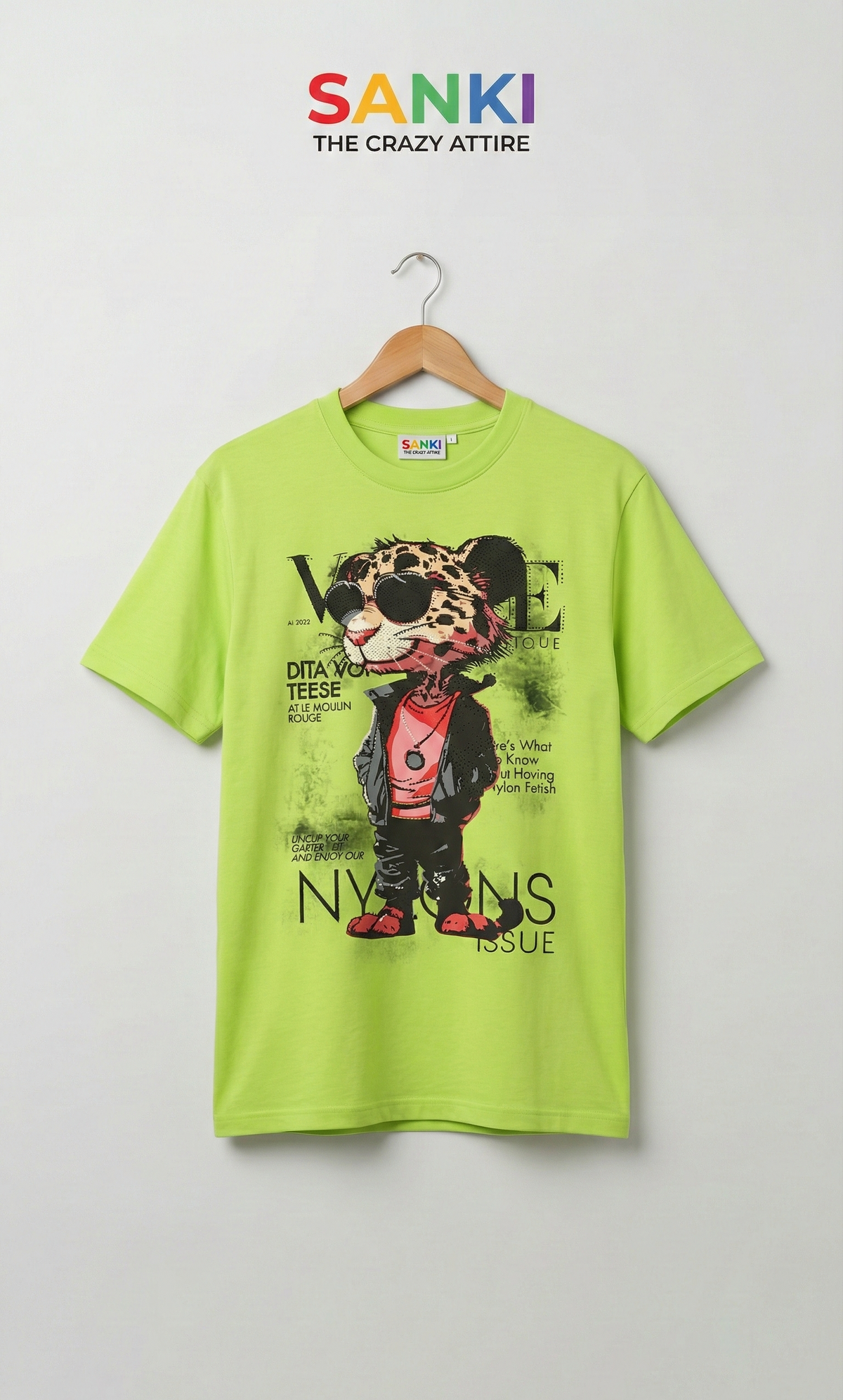 Leopard Graphic Oversized Tee — Yellow Drop Shoulder Fit — view 2