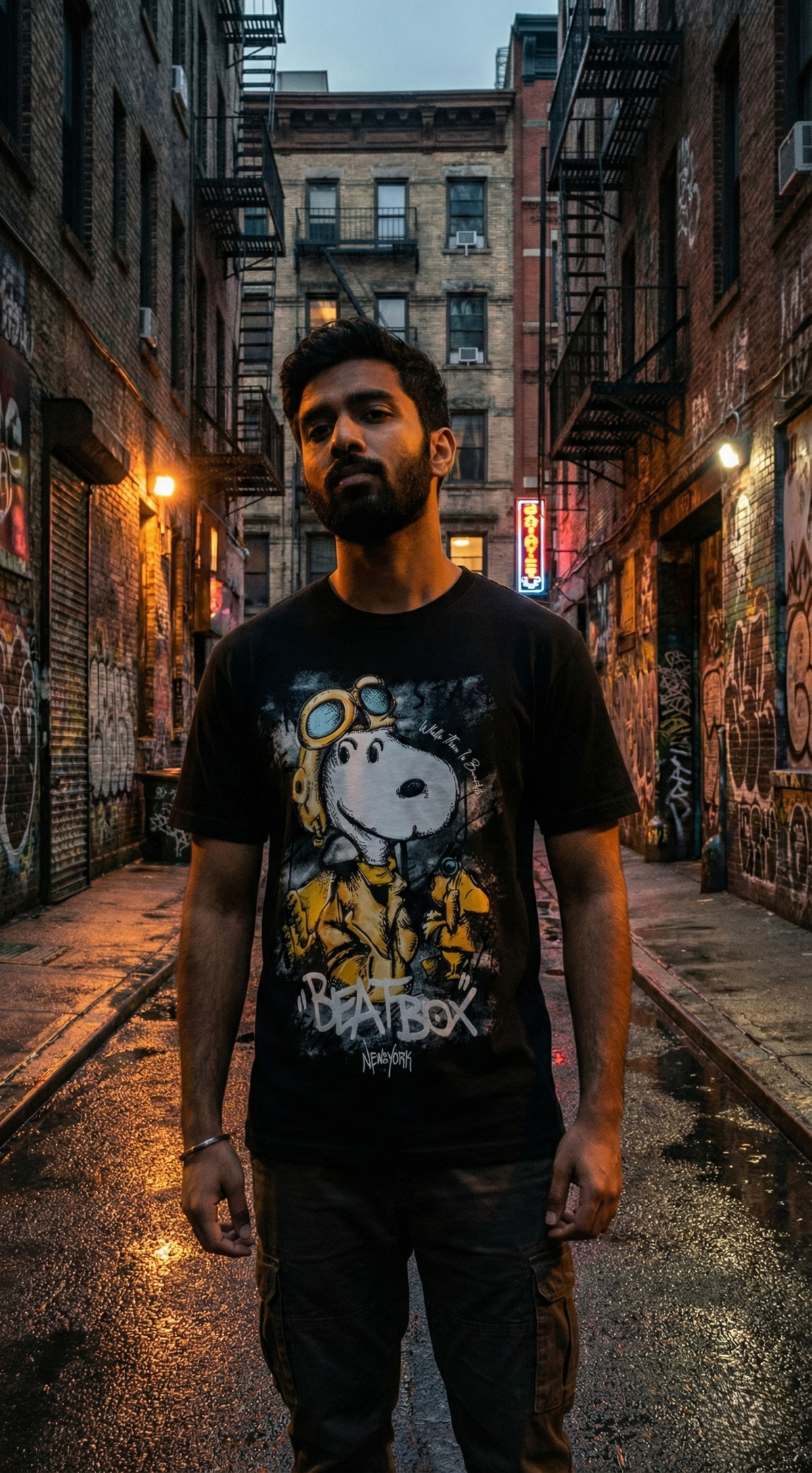 Beatbox Cartoon Graphic Tee — Black Premium Cotton — view 3