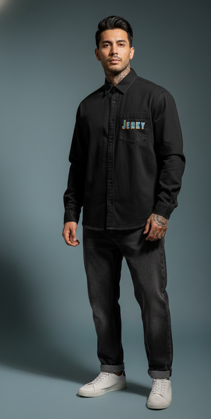 Shadow Back Graphic Shacket — Oversized Button-Up Fit — view 6