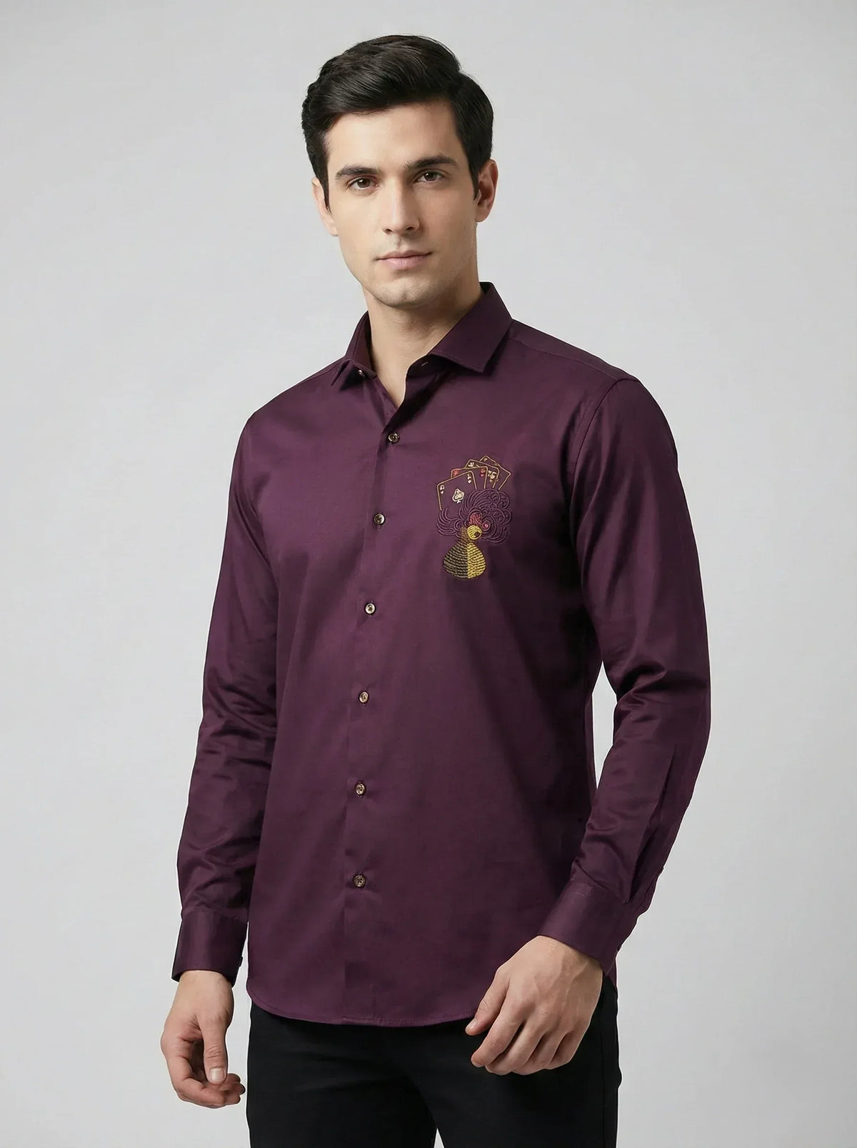 SANKI Black Three Cards Printed Formal Shirt - Sanki
