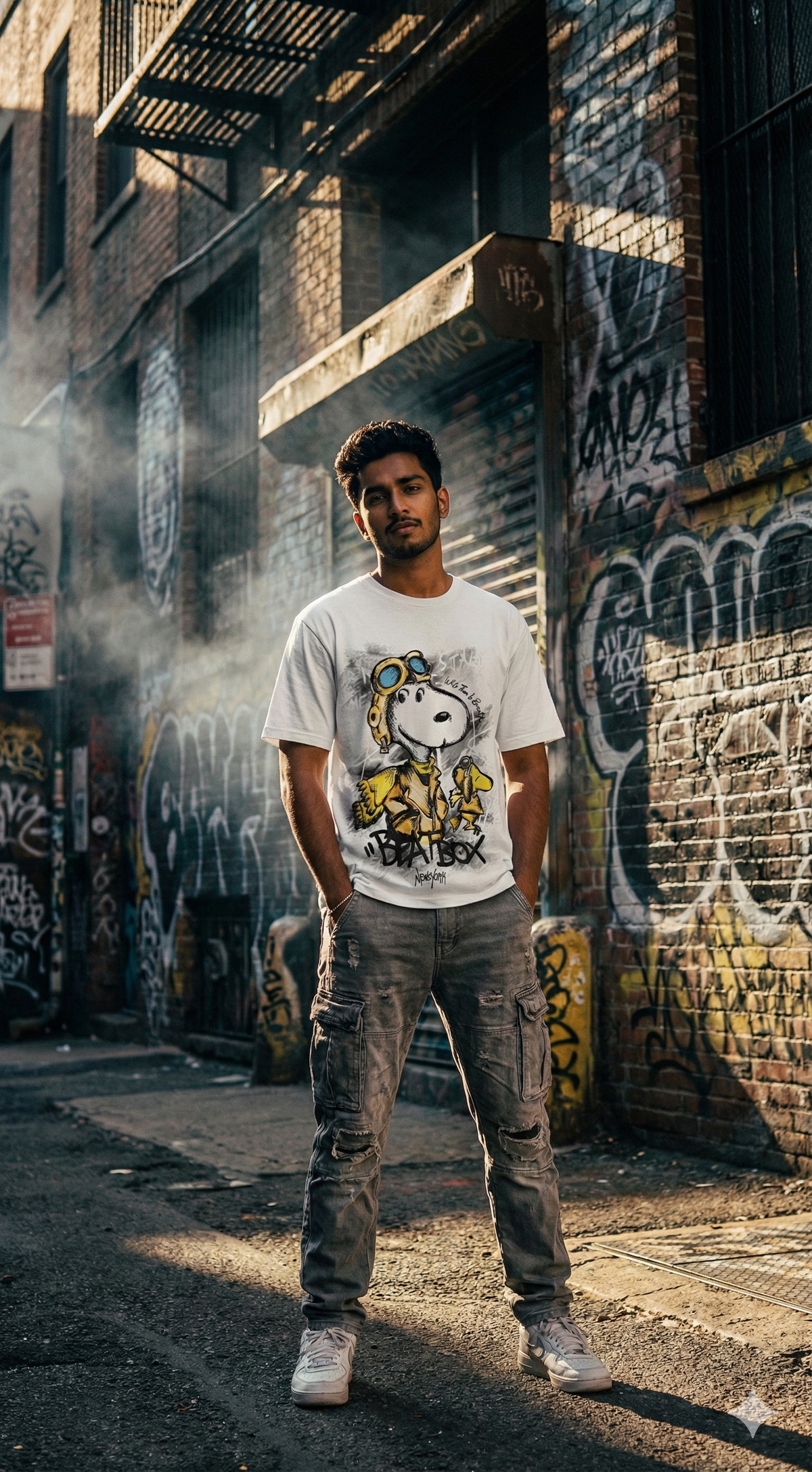 Beatbox Cartoon Graphic Tee — Premium Grey Cotton — view 4