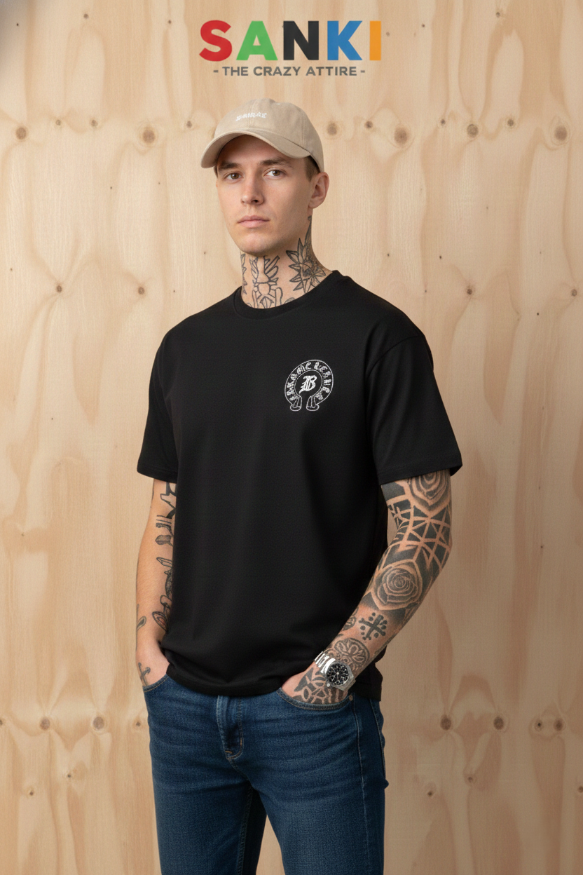 Minimal Logo Tee — Oversized Fit in Pink, Black, White — view 8
