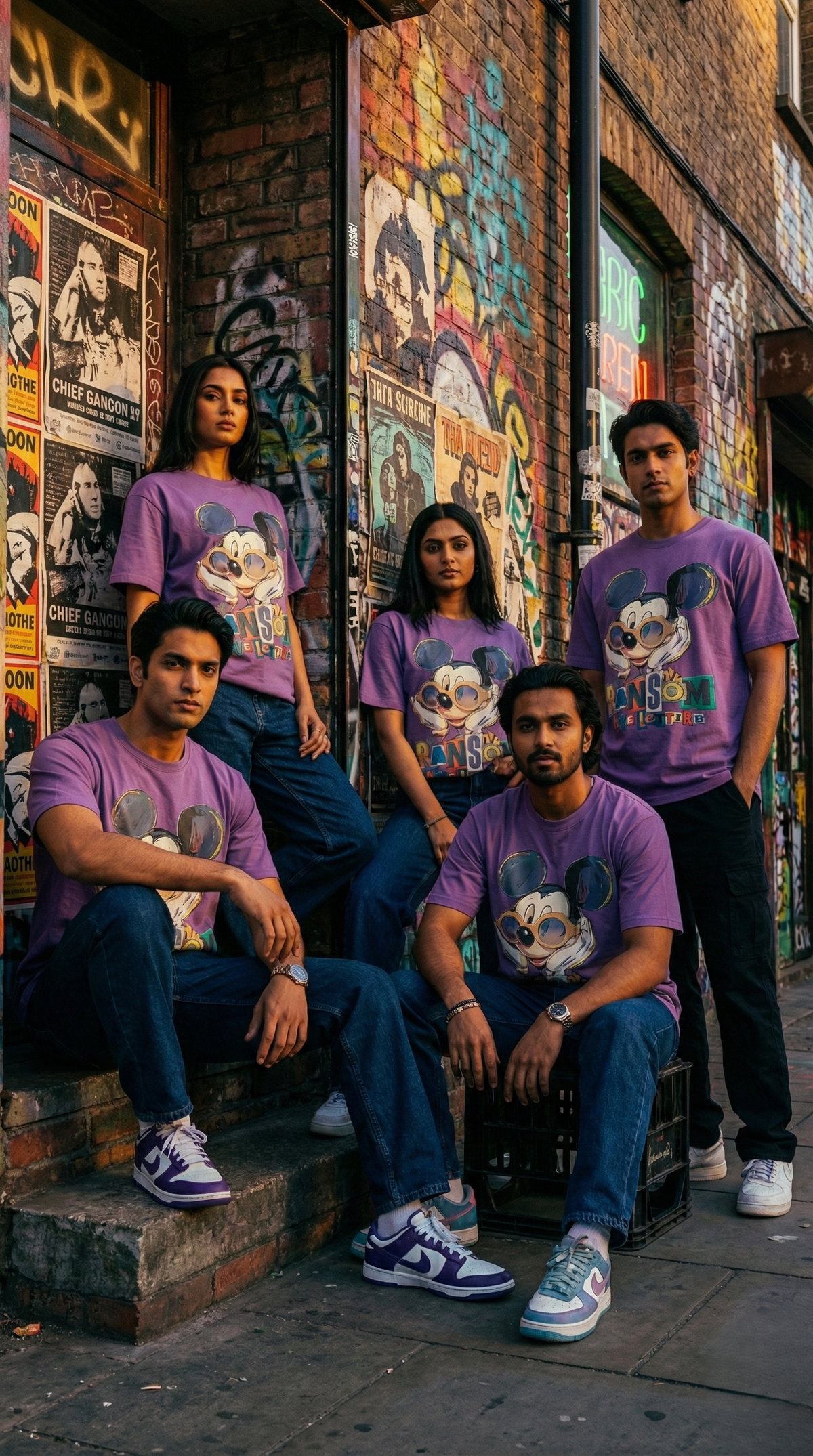 Purple Cartoon Print Oversized Tee — Premium Cotton Fit — view 3