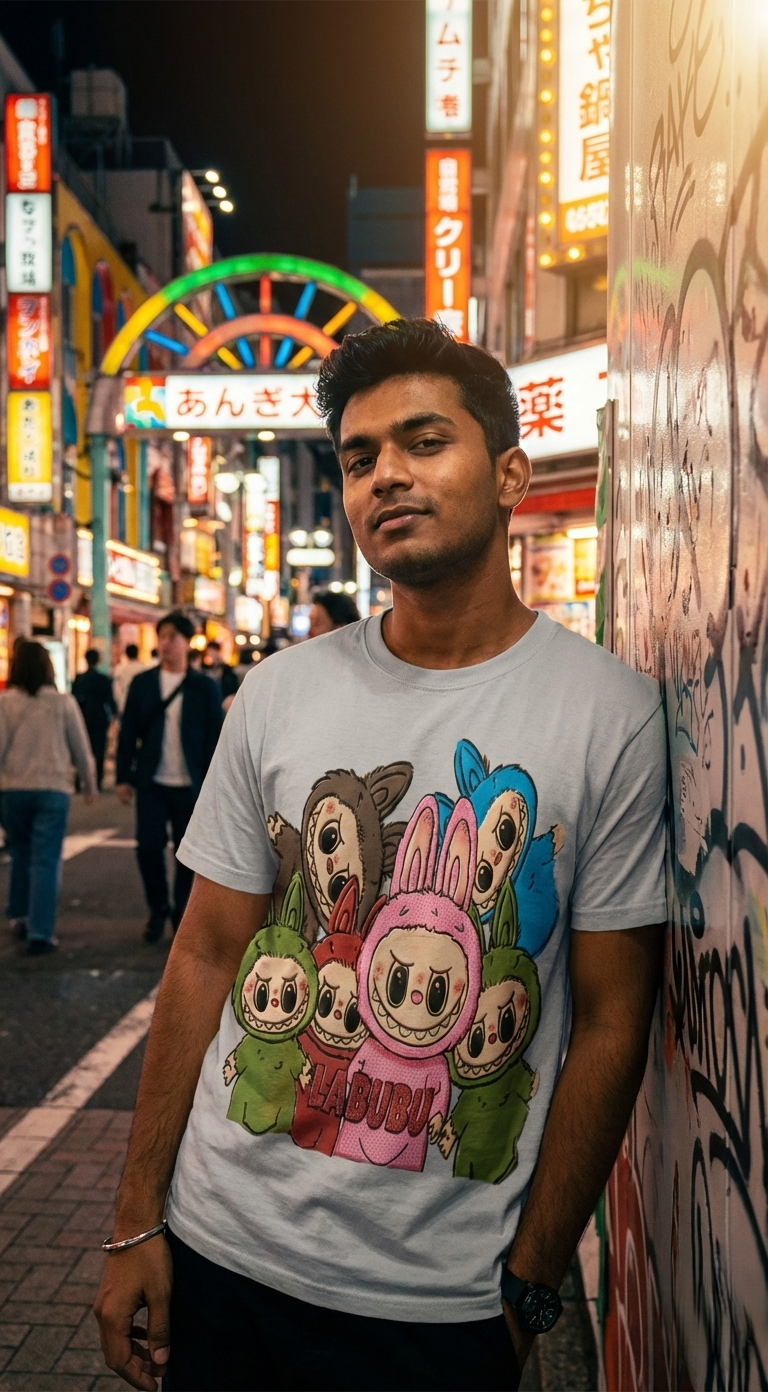 Graphic Print Oversized Tee — Grey Premium Cotton — view 2