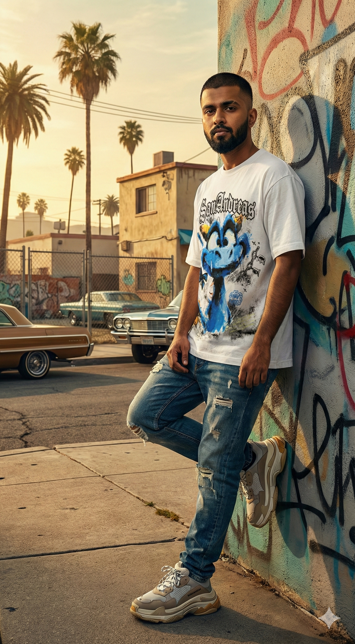 San Andreas Graphic Tee — Relaxed Fit White Edition — view 4