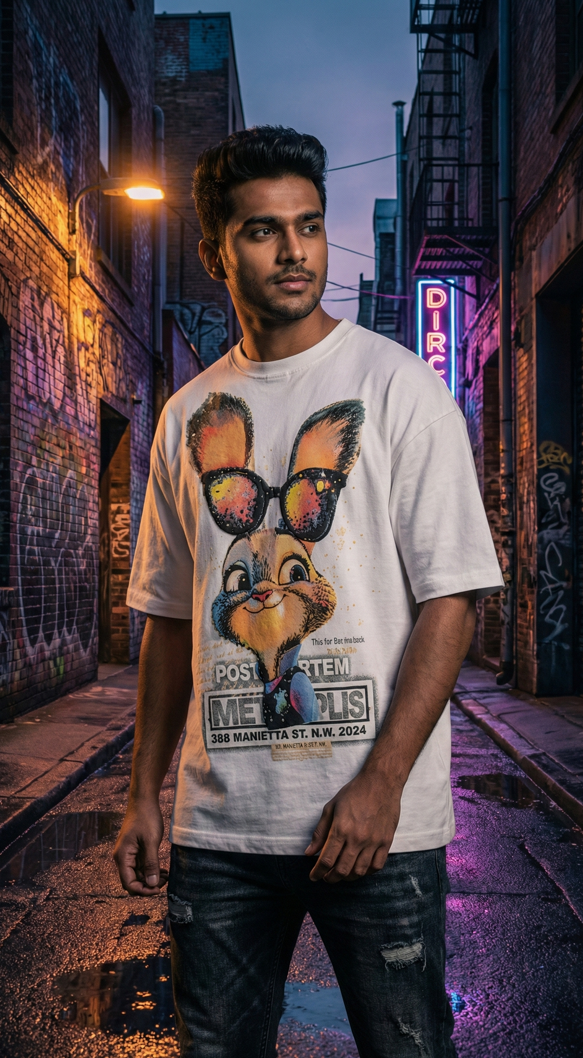 Bunny Graphic Oversized Tee — Premium Cotton Streetwear — view 4