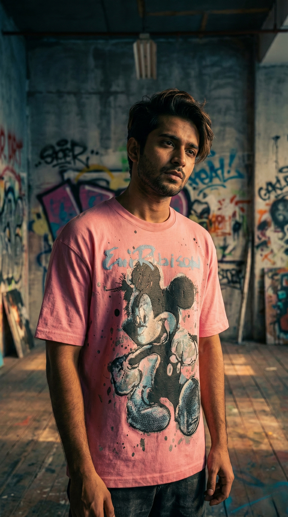 Cartoon Character Oversized Tee — Bubblegum Pink — view 3