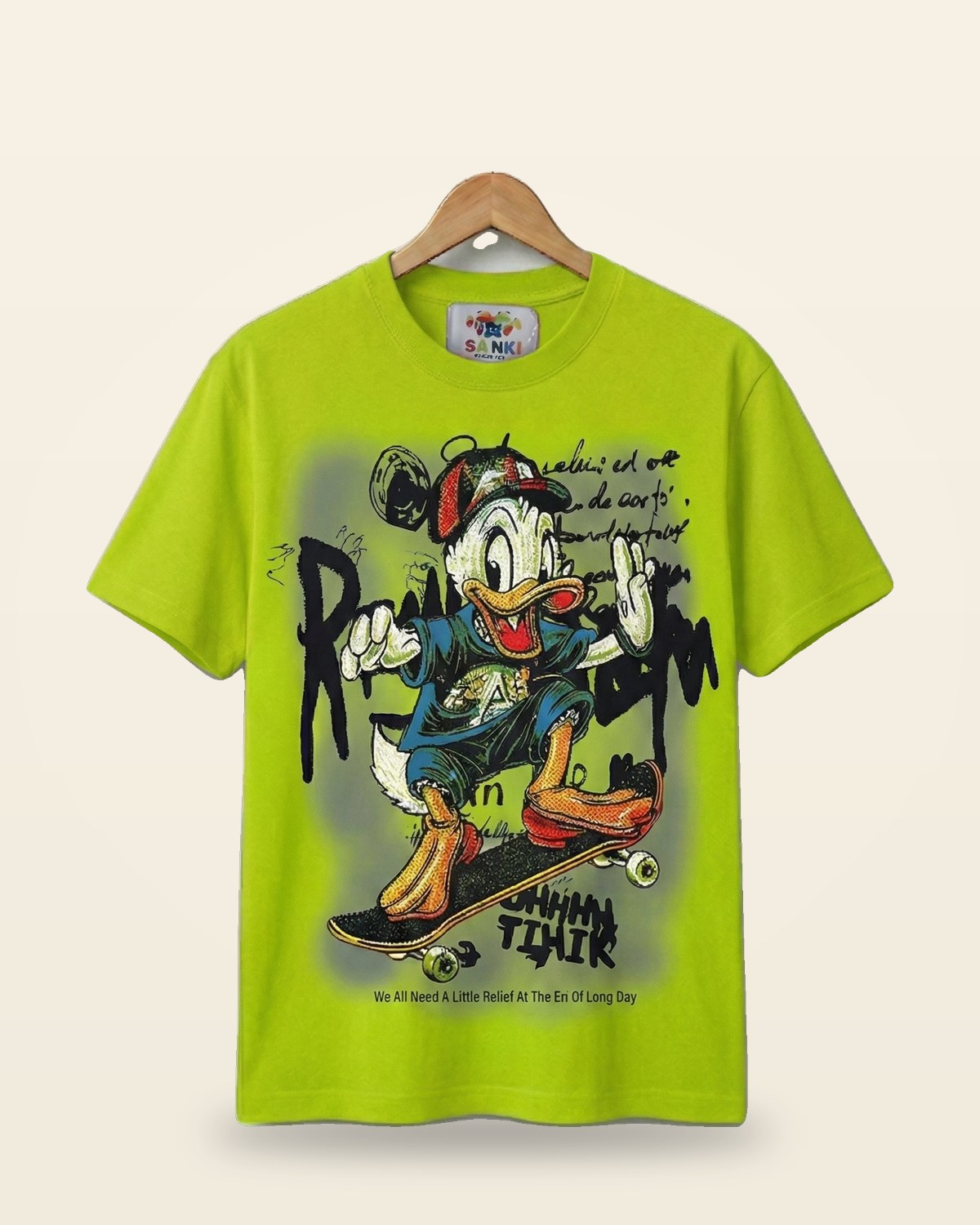 Skater Duck Graphic Tee — Heavyweight Green Cotton Fit