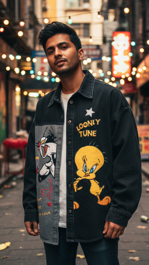 Urban Toon Panel Oversized Shirt — Dual-Tone Comfort Fit — view 4