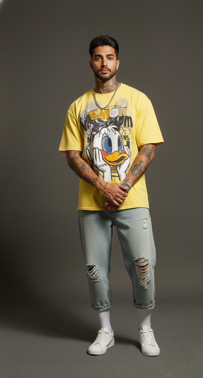 Retro Cartoon Duck Oversized Tee — Vintage Graphic Print — view 14