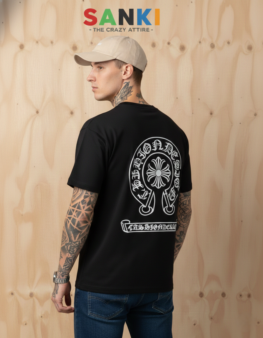 Minimal Logo Tee — Oversized Fit in Pink, Black, White — view 9