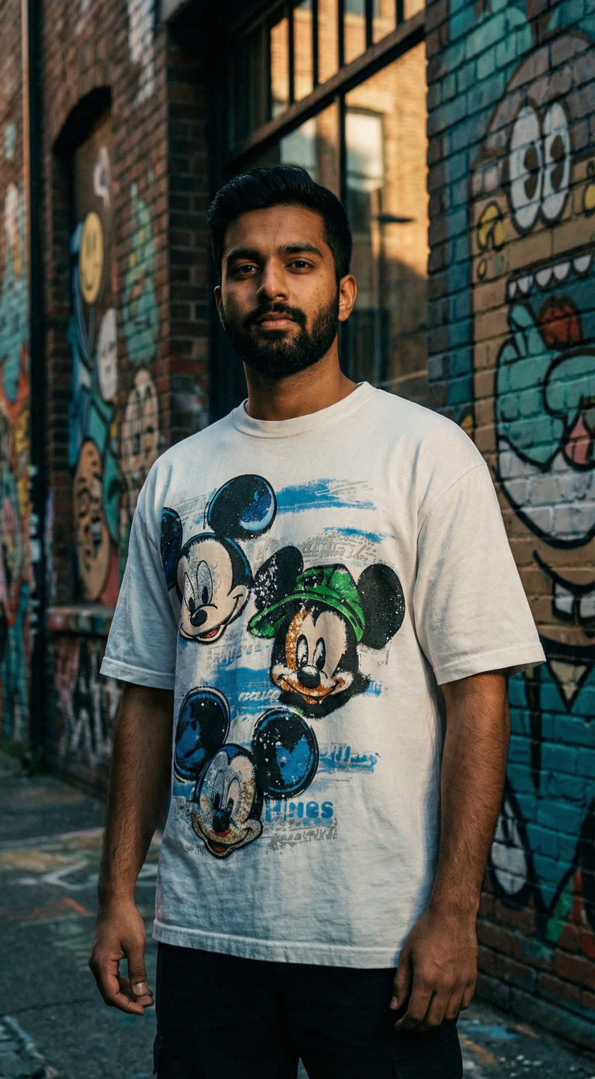 Multi-Character Expression Graphic Tee — White Premium Cotton — view 3