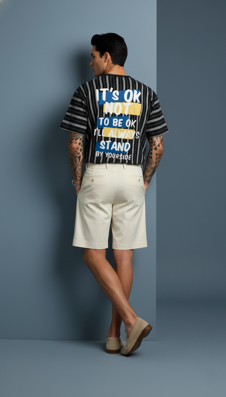 Cartoon Graphic Oversized Tee — Bio-Washed Black — view 2