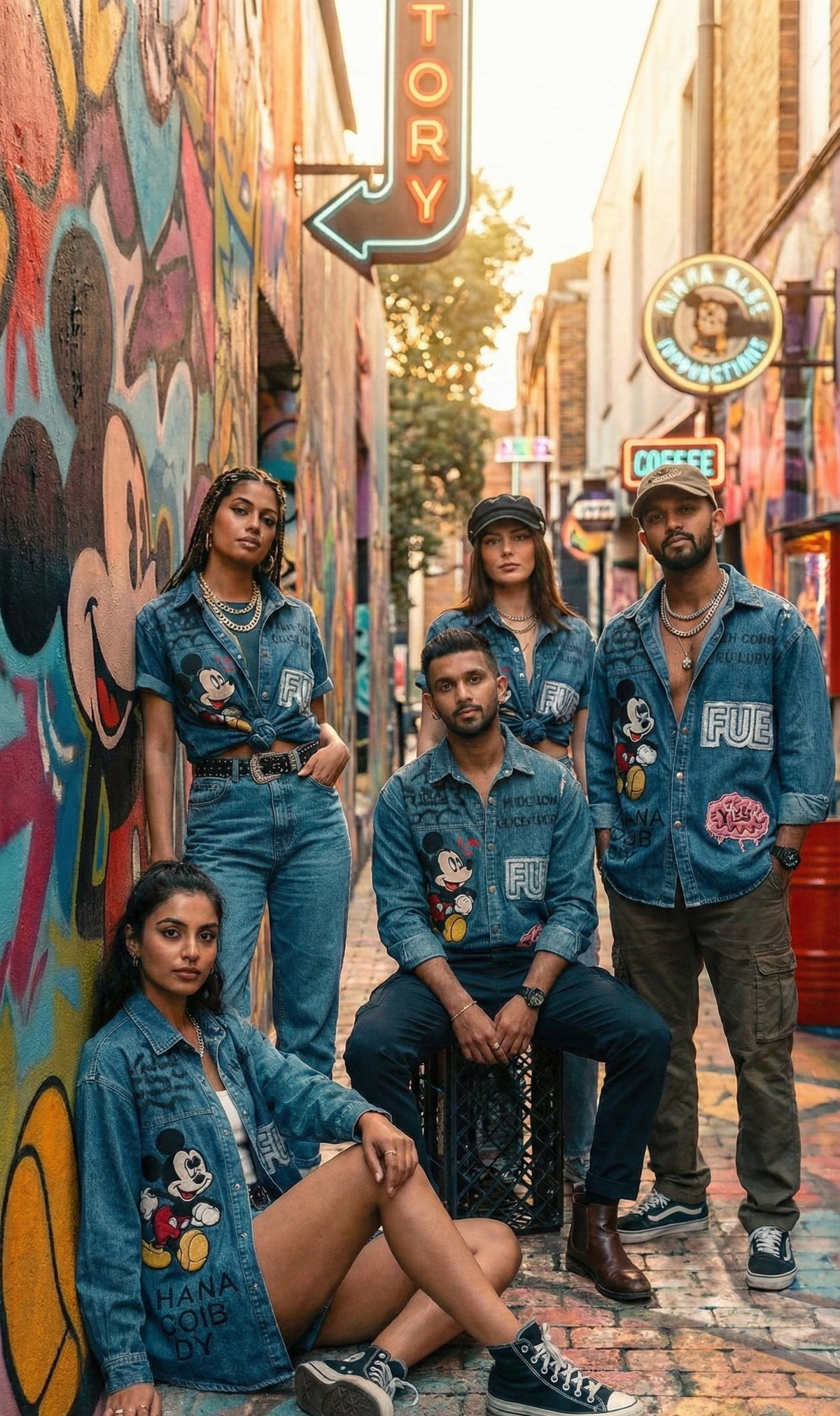 Retro Star Denim Oversized Shirt — Premium Woven Fabric — view 6