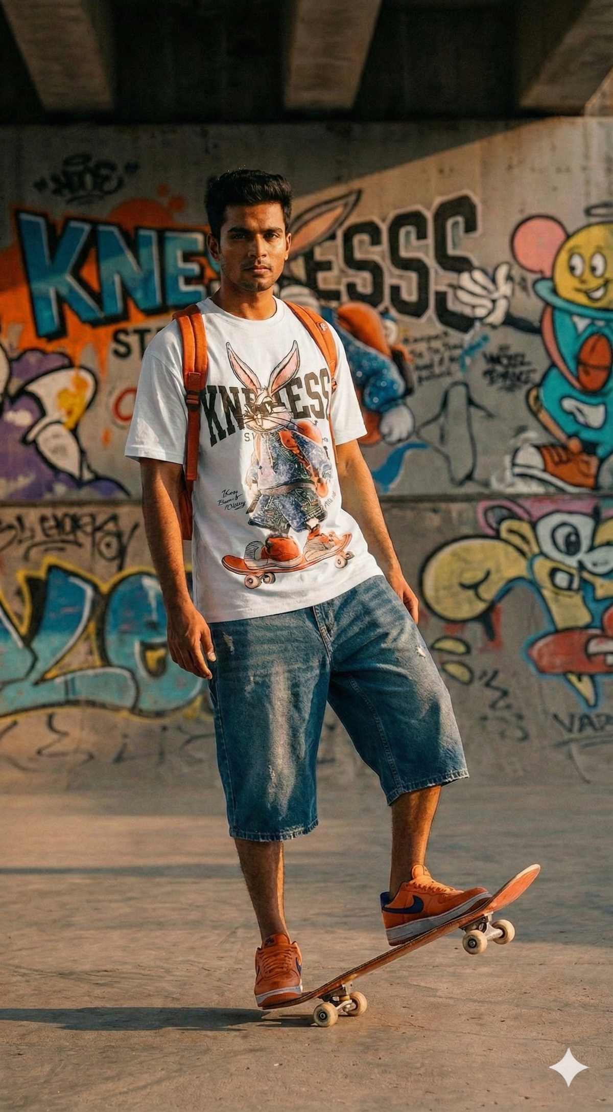 Rabbit Graphic Oversized Tee — Premium Drop Shoulder Fit — view 5