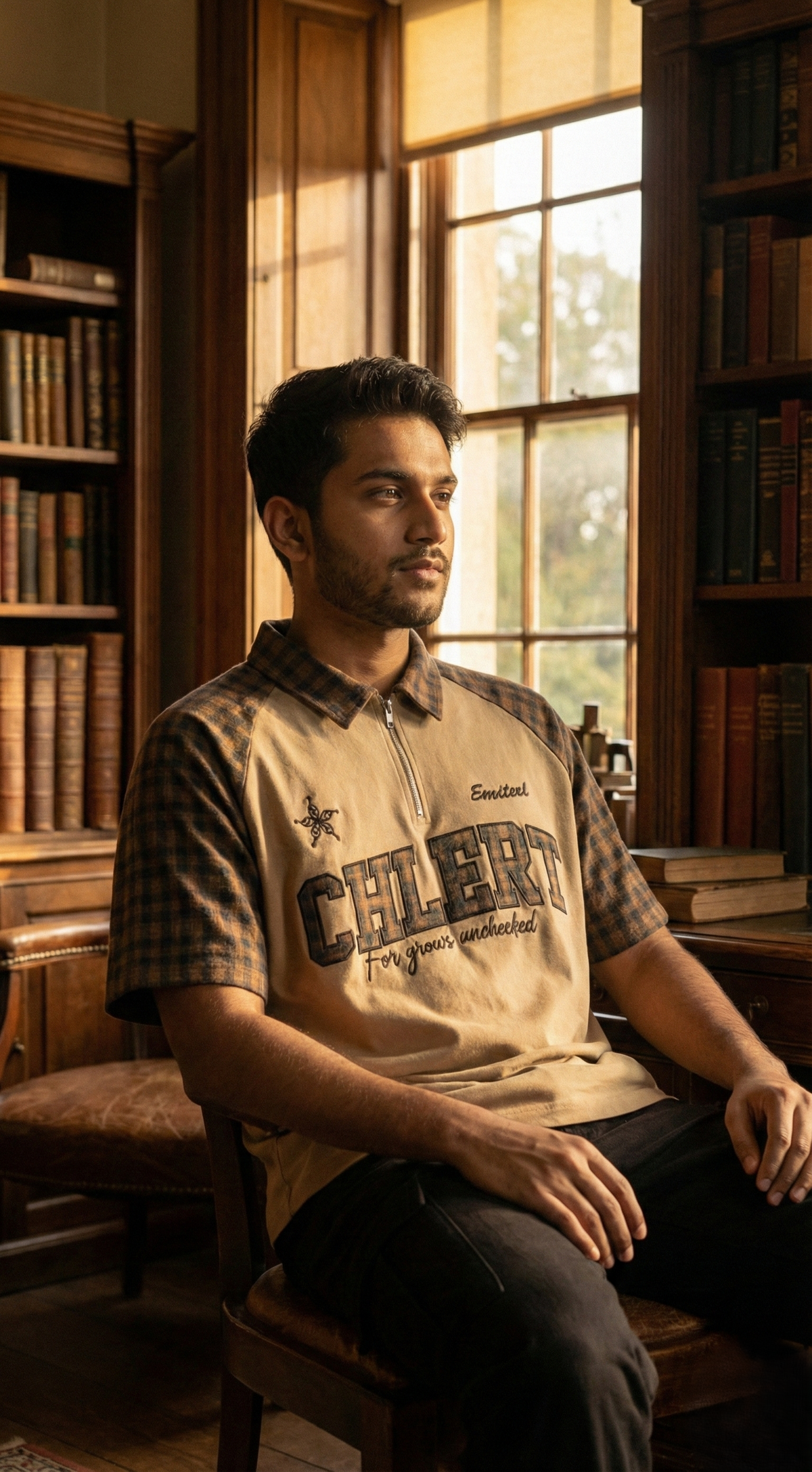 Beige Premium Cotton Tee — Minimalist Everyday Fit — view 3