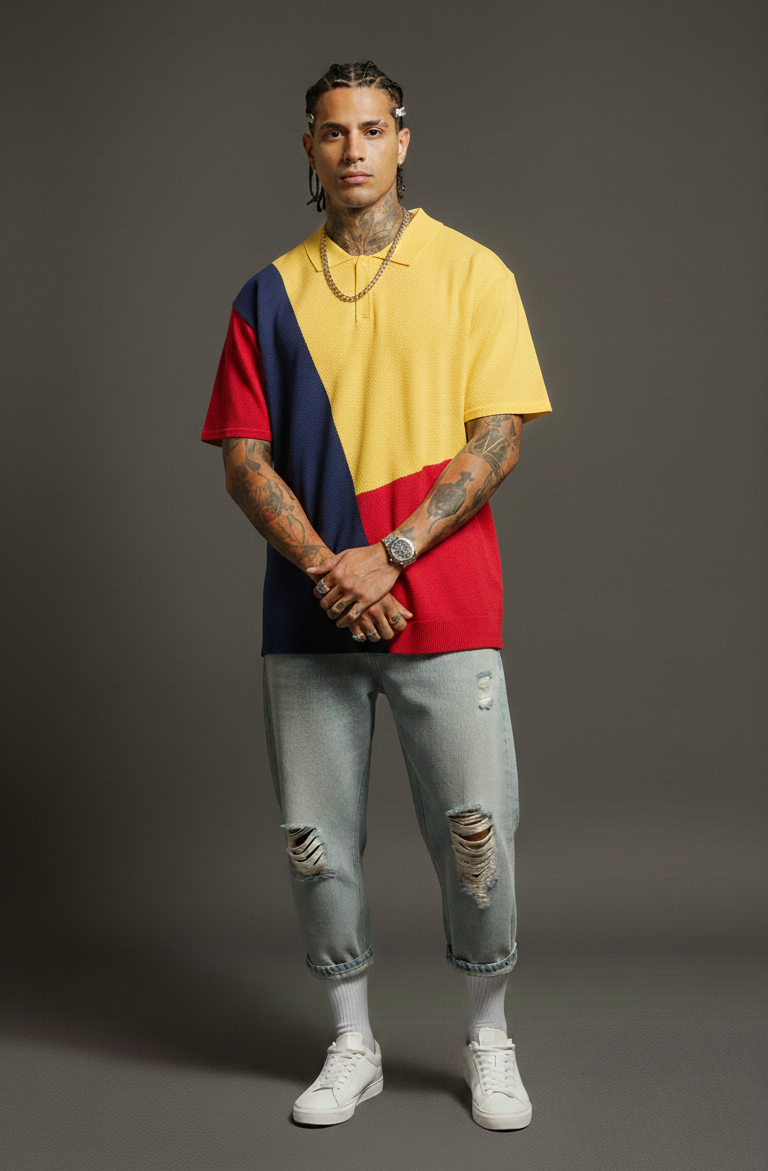 Colorblock Polo Tee — Cotton Piqué Fit — view 7