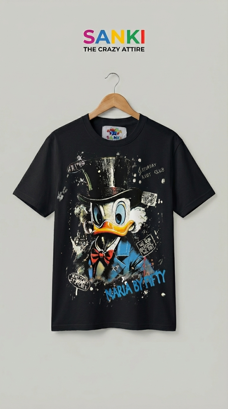 Luxury Duck Graphic Tee — Black Oversized Fit — view 2