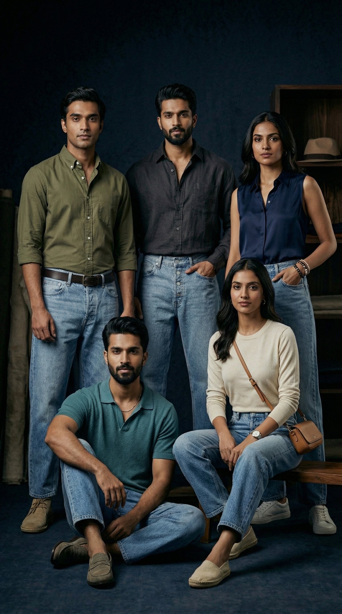Classic Blue Denim Jeans — Relaxed Straight Fit — view 4