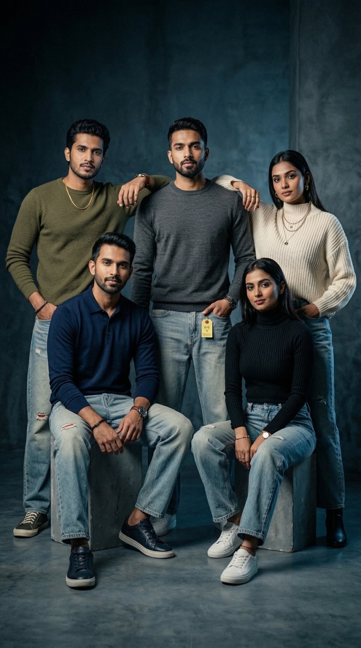 Blue Denim Jeans — Straight Fit Indigo Wash — view 3