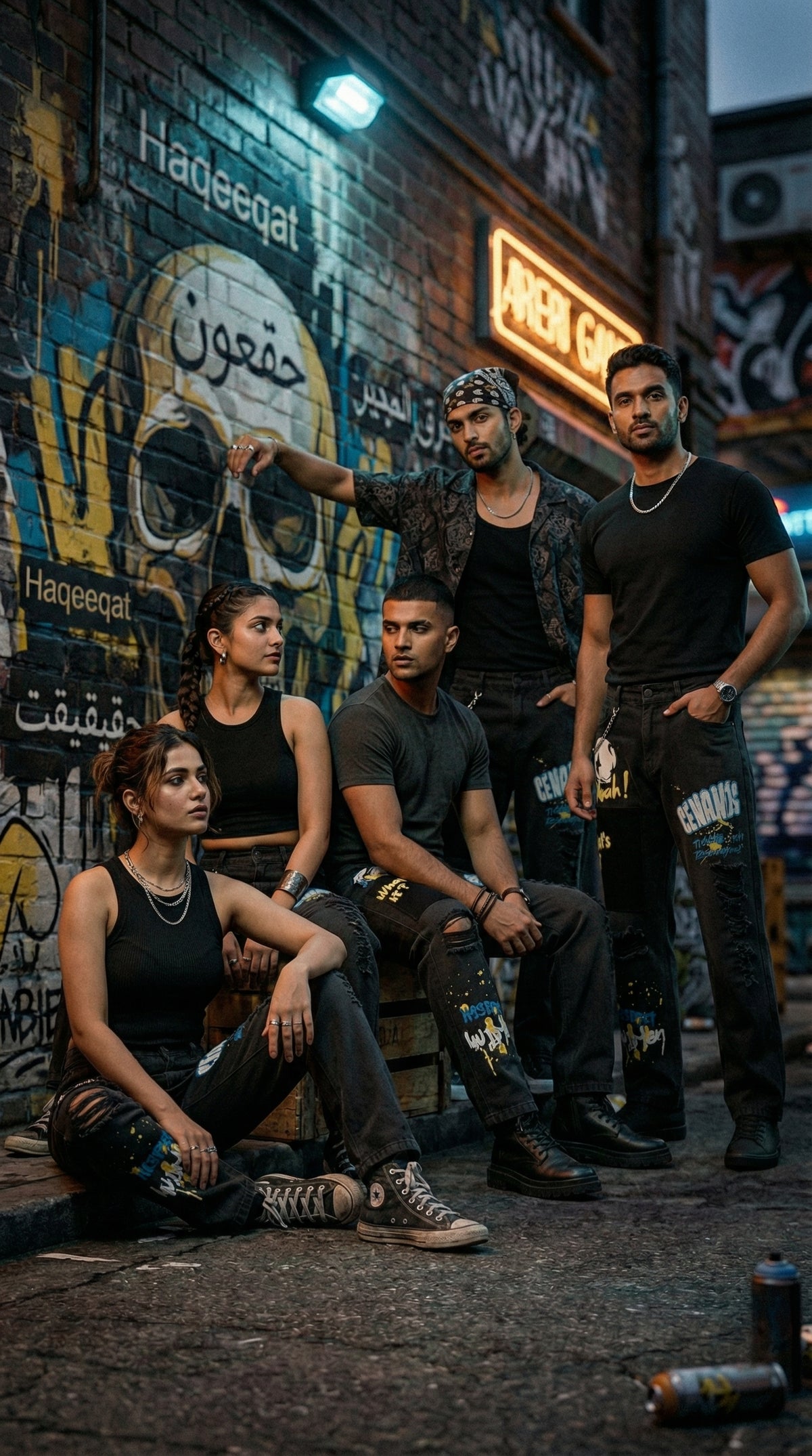 Digital Drip Jeans — Black Distressed Denim — view 4