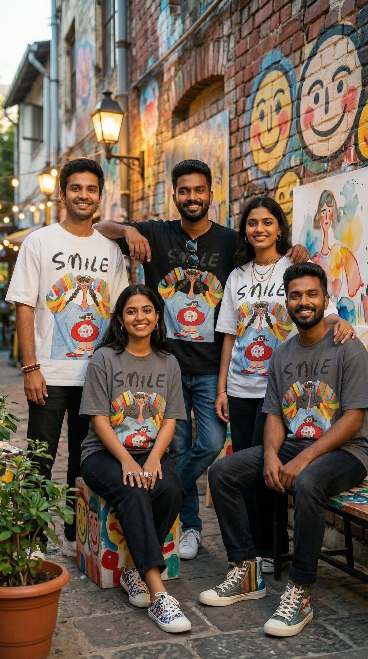 Smile For No Reason Oversized Fit Tee — Drop Shoulder — view 9