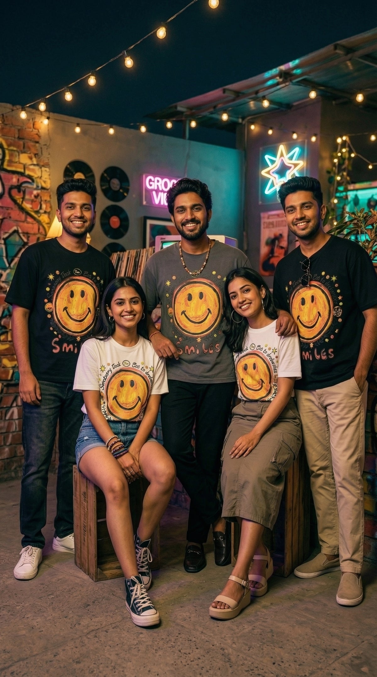 Smiley Graphic Oversized Fit Tee — Universal Sizing — view 13