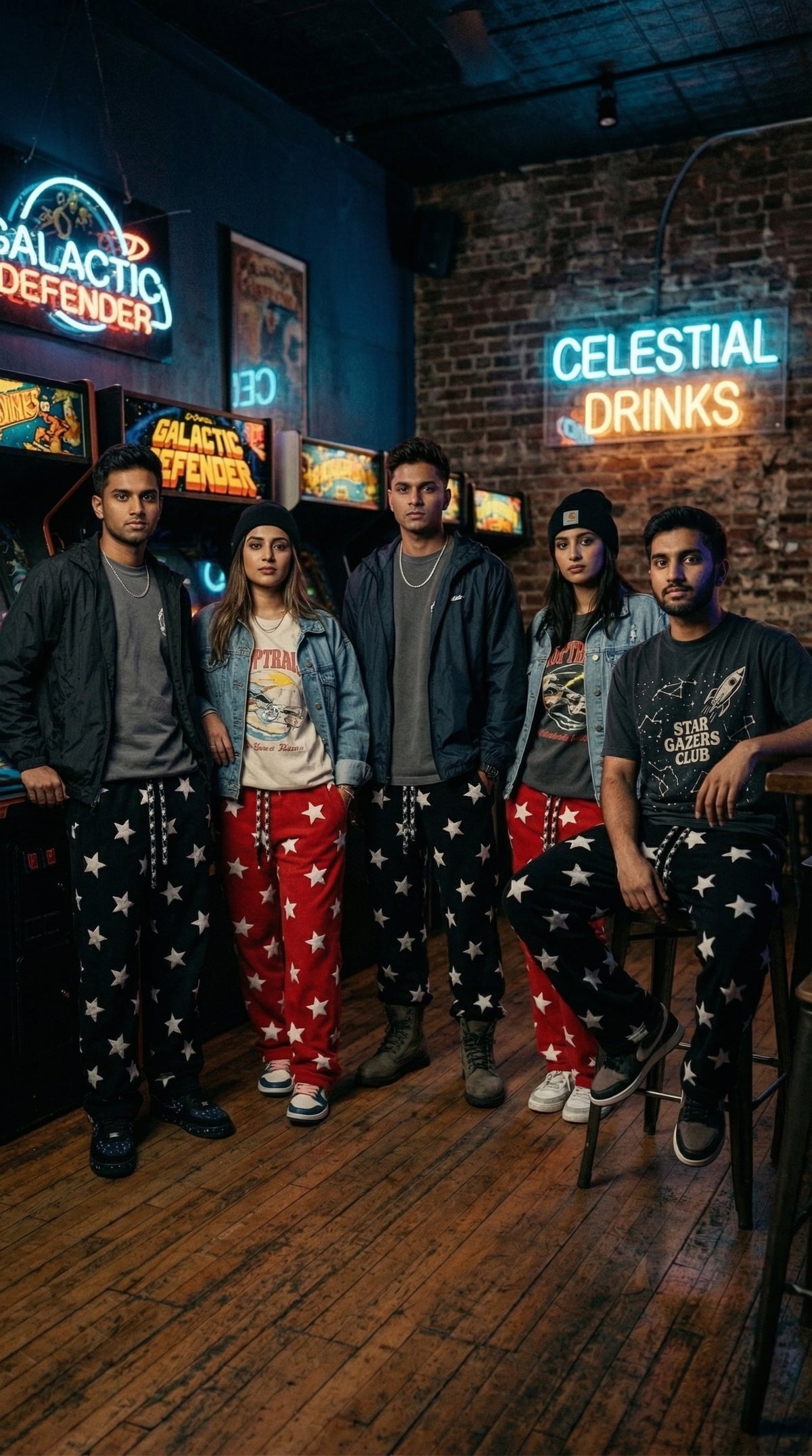Star Print Tapered Joggers — Elasticated Drawstring Fit — view 7
