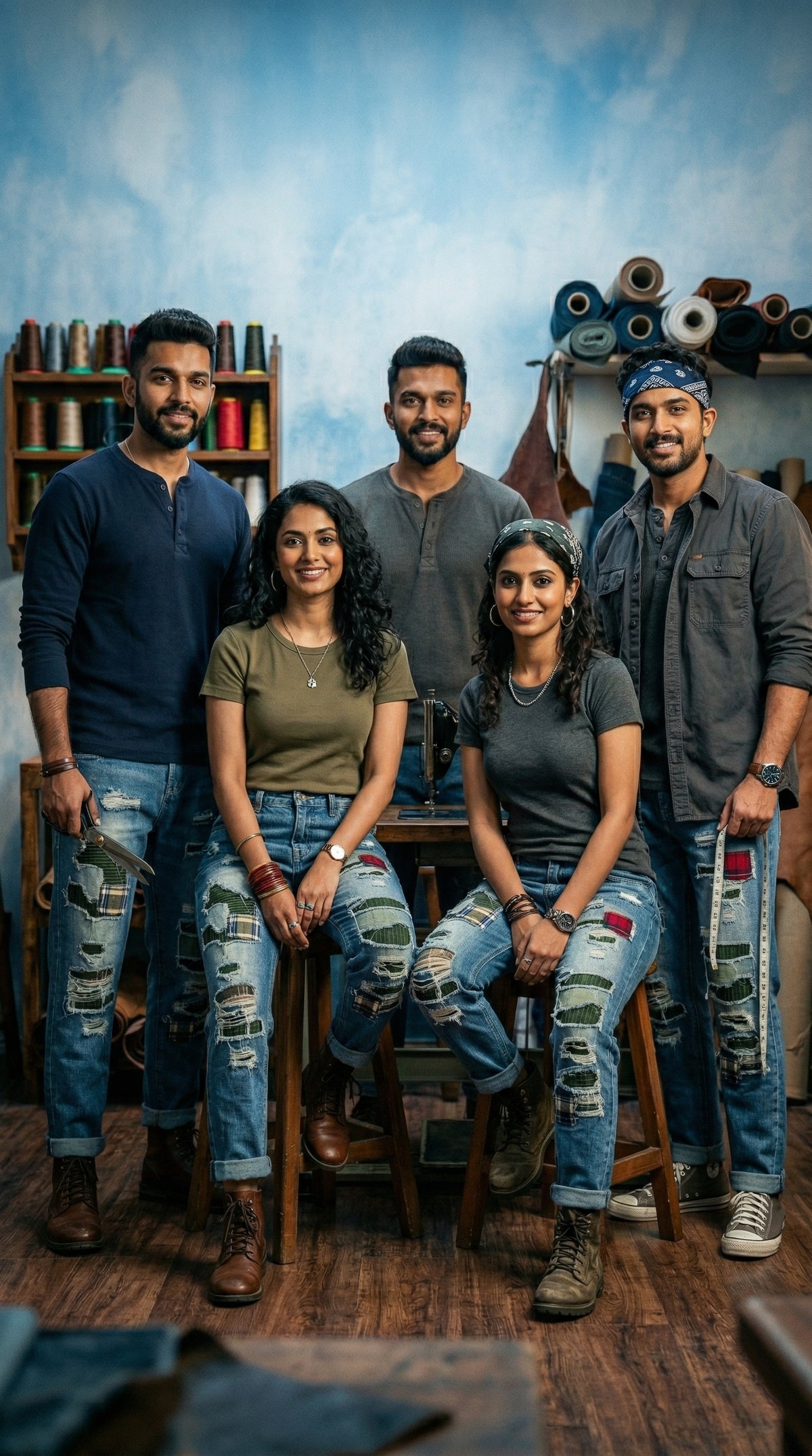 Rebel Thread Jeans — Blue Washed Denim — view 4