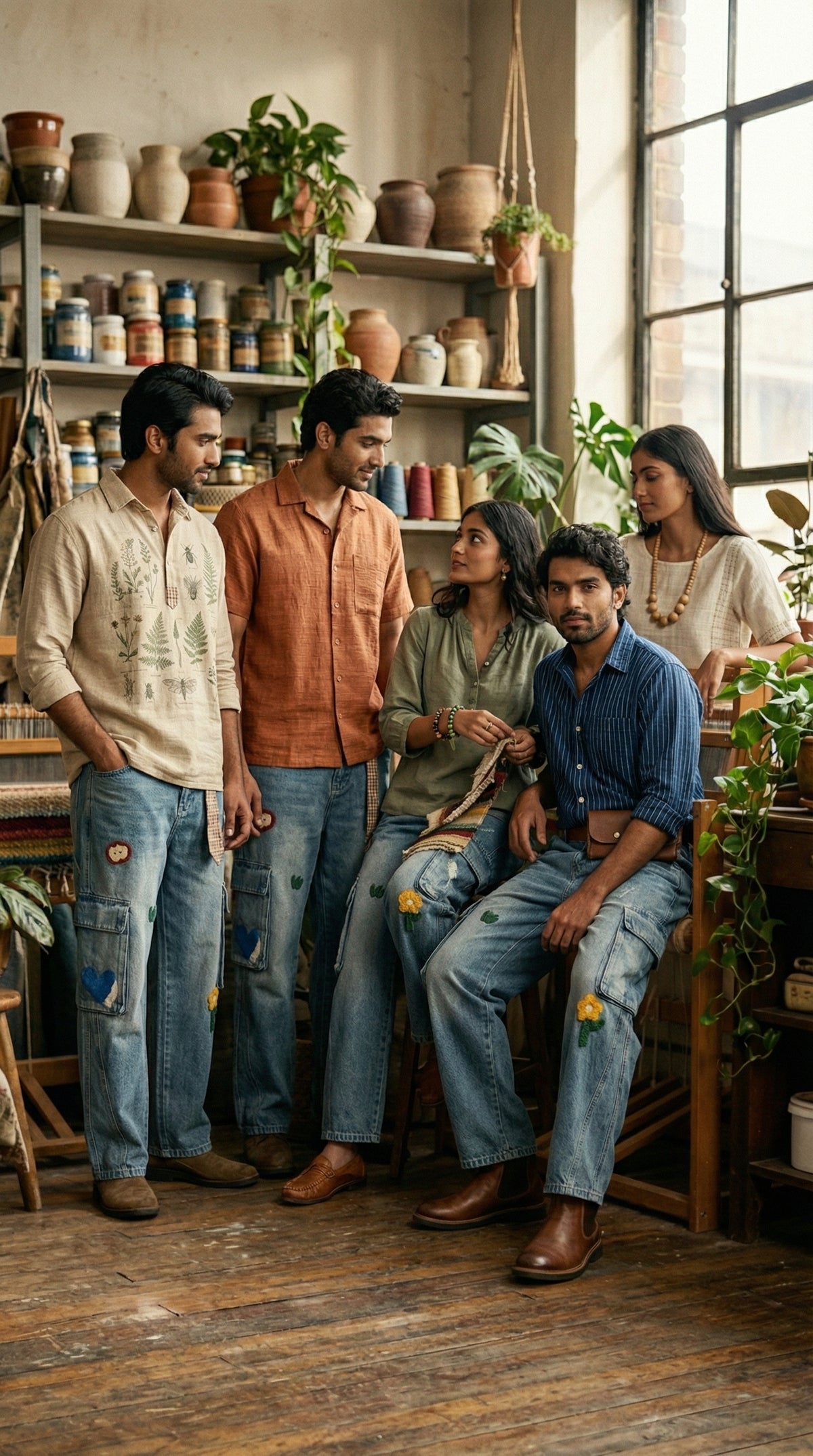 Blue Straight-Fit Denim Jeans — Classic Wash — view 4