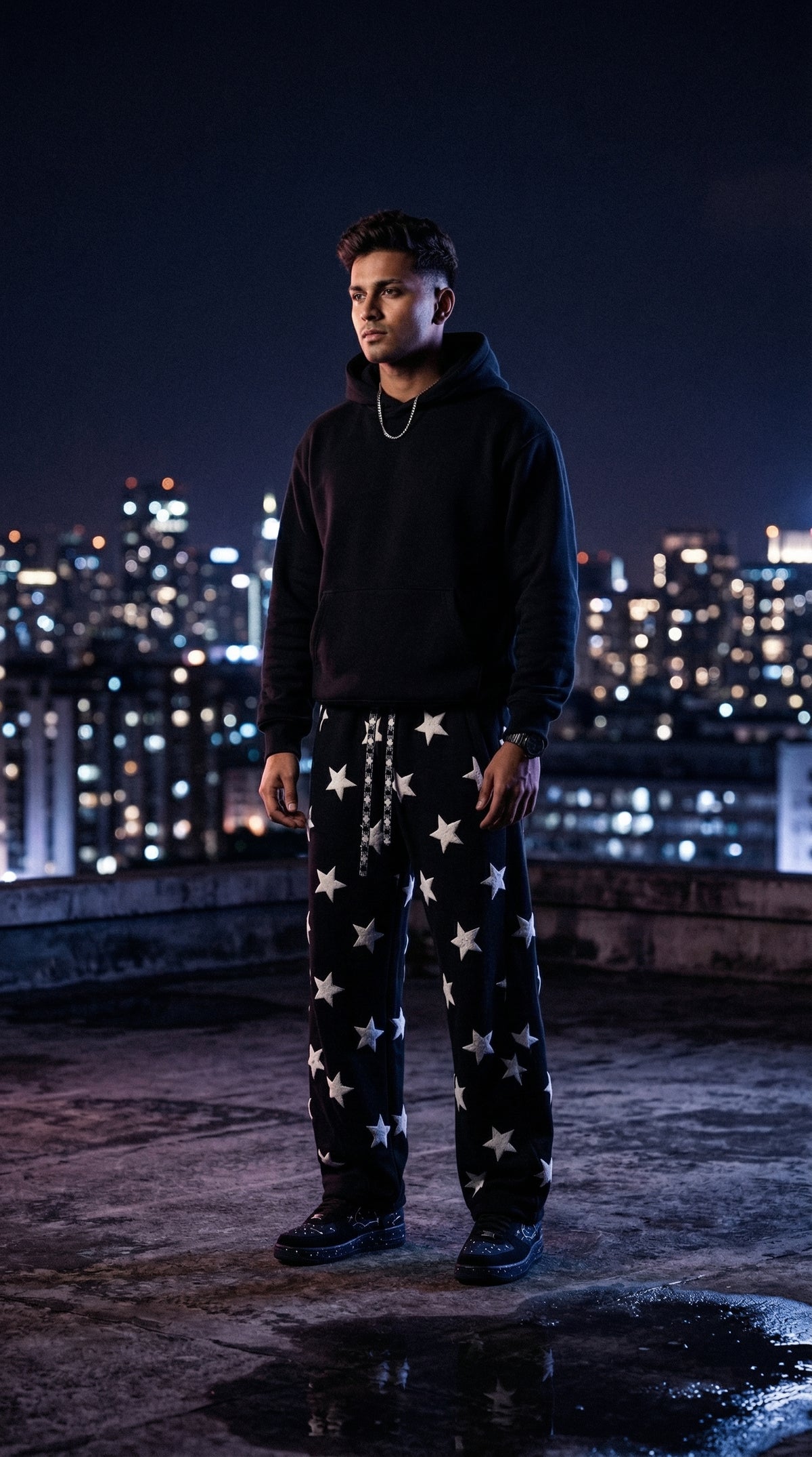 Star Print Tapered Joggers — Elasticated Drawstring Fit — view 6