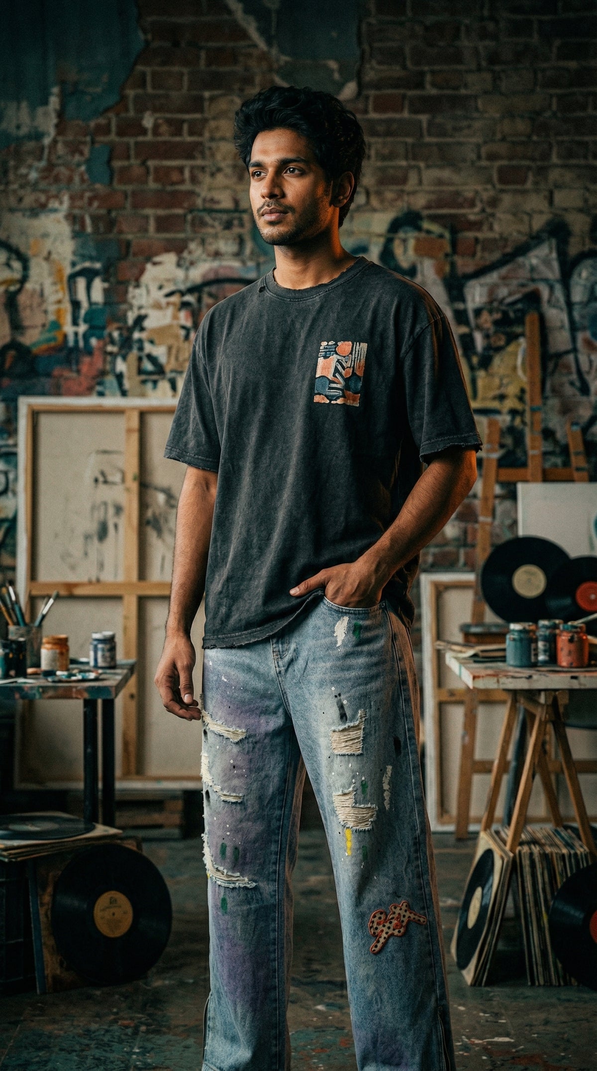 Grey Relaxed Fit Jeans — Premium Denim — view 3